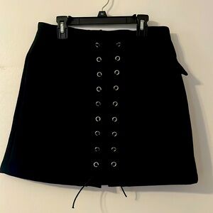 Unknown Brand Black suede Mini tie Up Skirt L